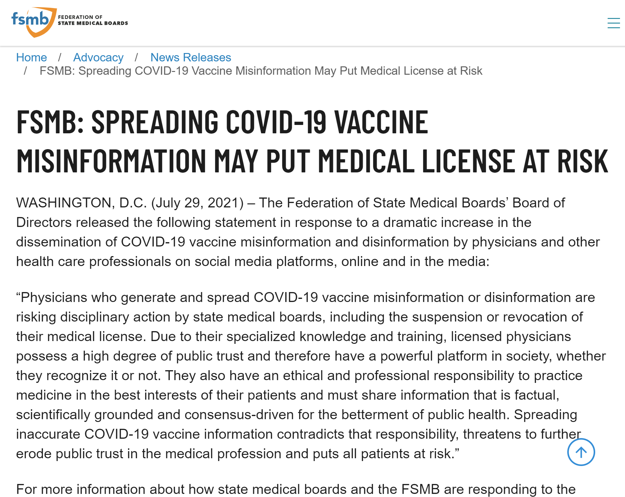 2021-11-23 11_35_43-FSMB _ FSMB_ Spreading COVID-19 Vaccine Misinformation May Put Medical License a