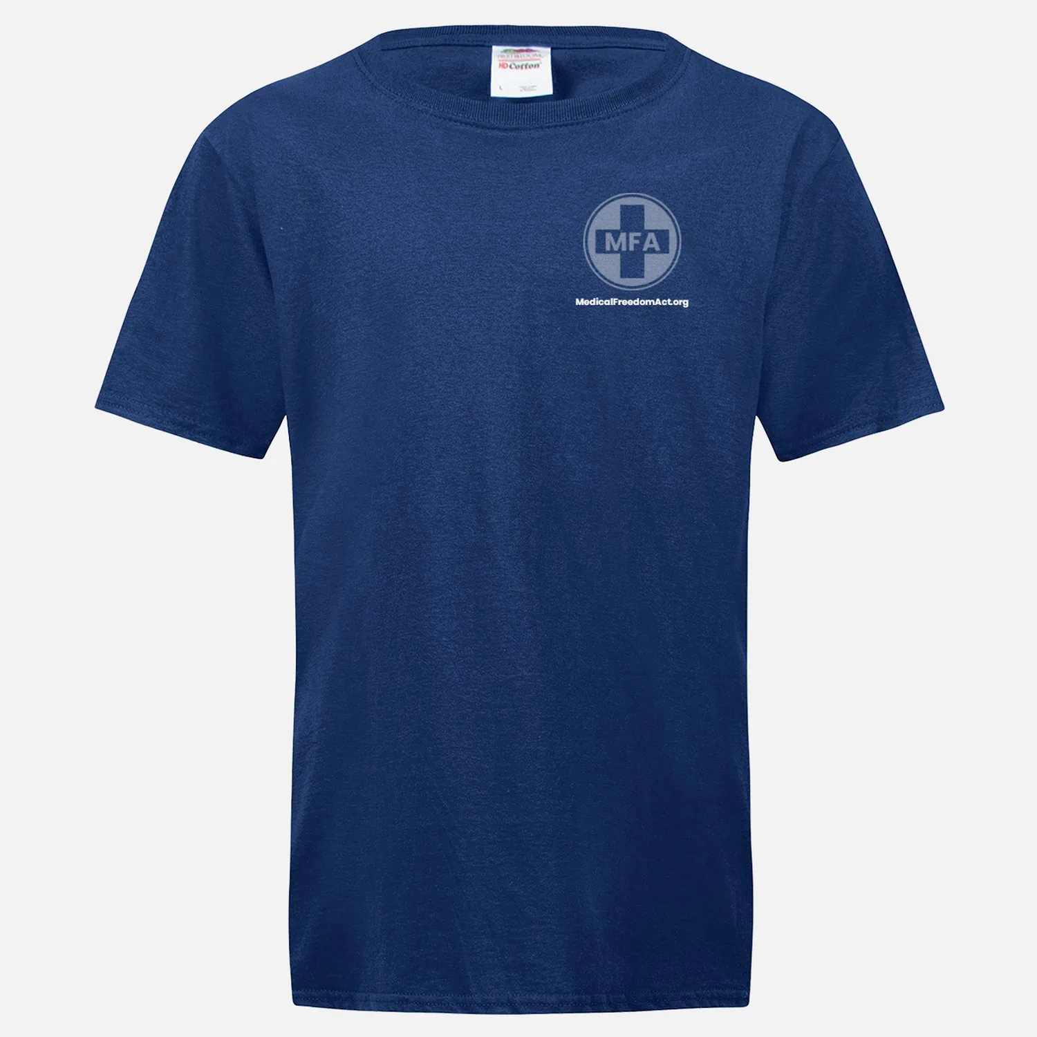 09-MFA navy blue shirt - subdued logos - front top,left, full back - front